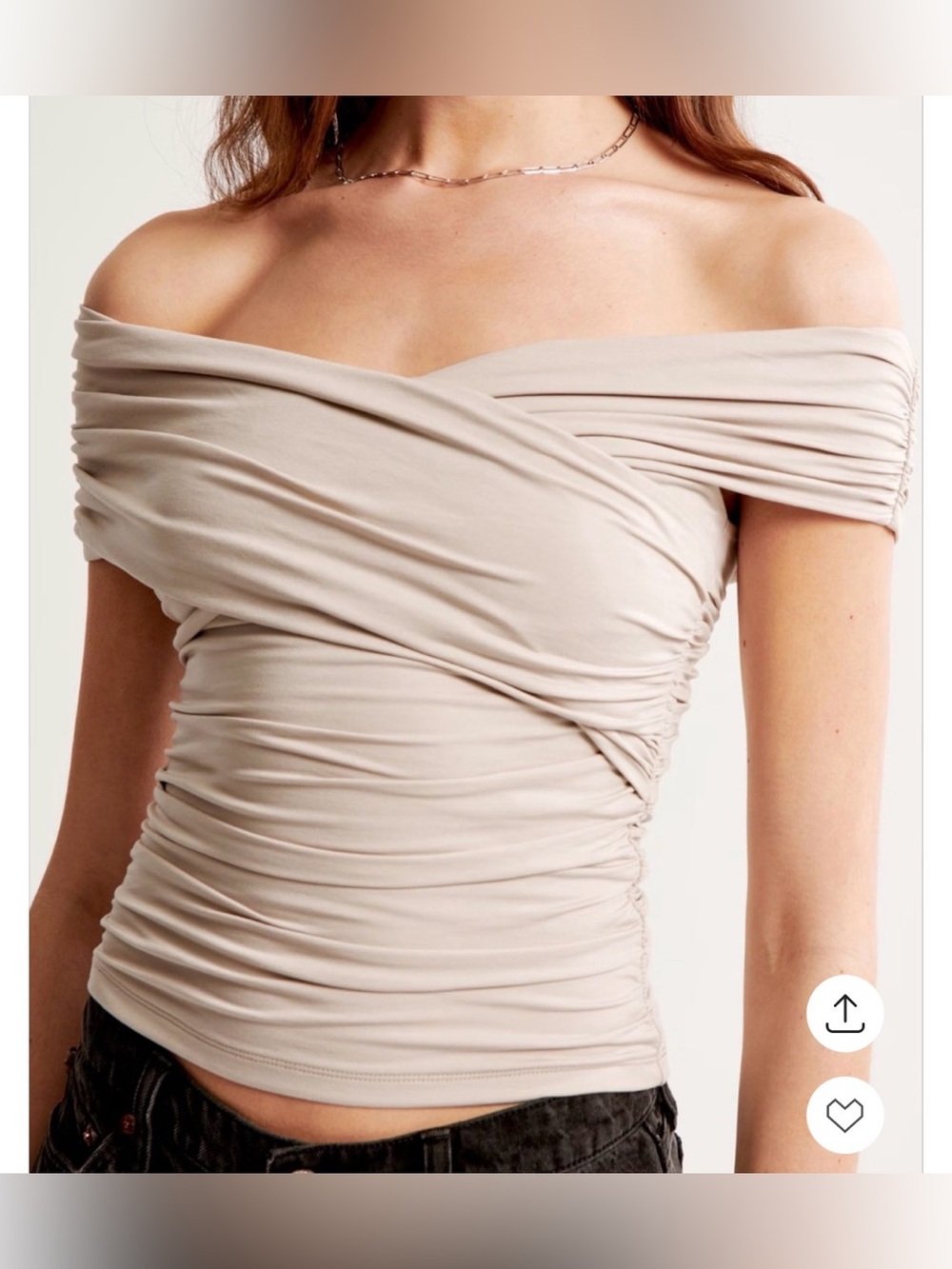 Abercombie & Fitch Off-Shoulder Ruched Beige Women’s Top